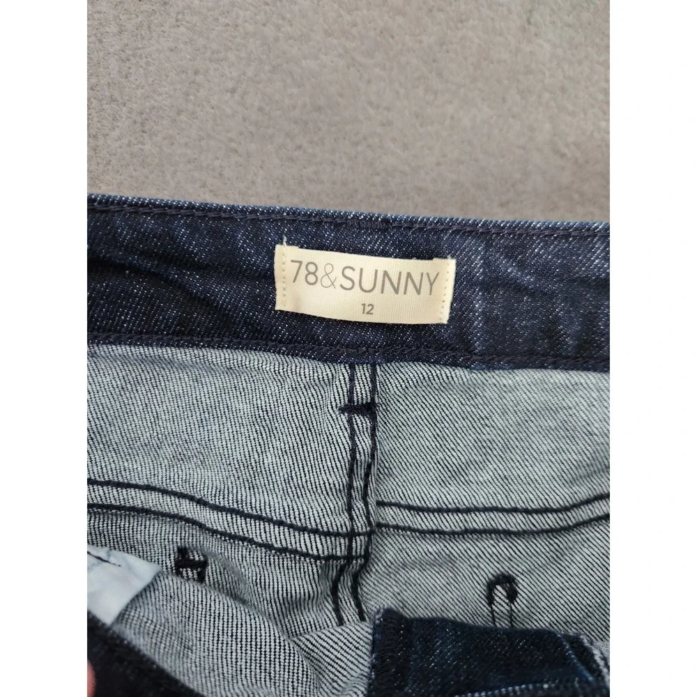 78 & Sunny Womens Skyline Bootcut Flare Wide-Leg Denim Jeans Dark Wash Sz 12 NWT